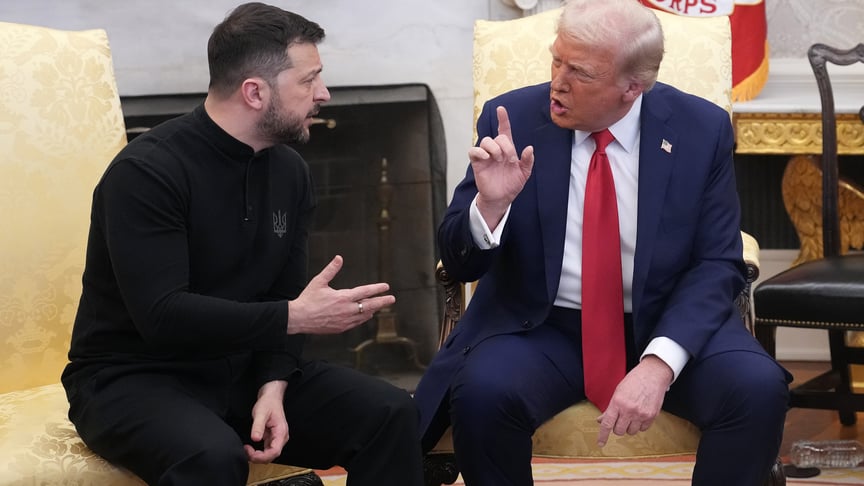 Президент України Володимир Зеленський та президент США Дональд Трамп під час суперечки в Овальному кабінеті Білого дому, 28 лютого 2025 року
