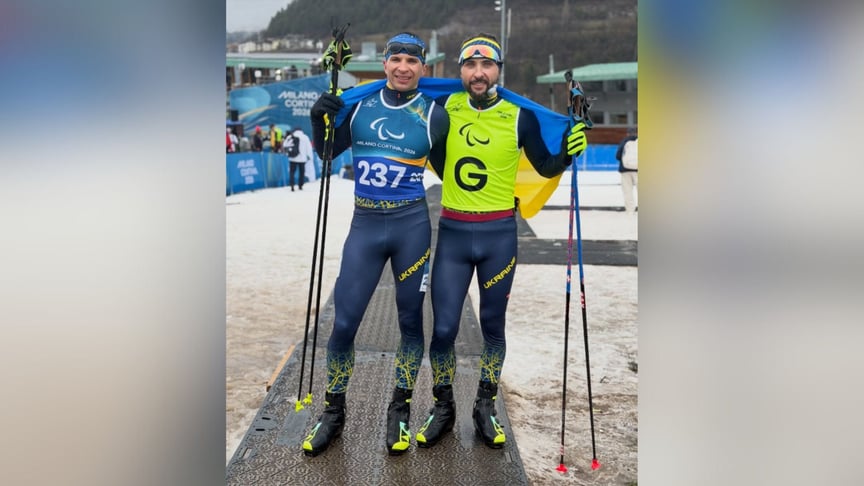 Олександр Казік з гайдом Сергієм Кучерявим на Паралімпіаді-2026 Олександр Казік з гайдом Сергієм Кучерявим на Паралімпіаді-2026