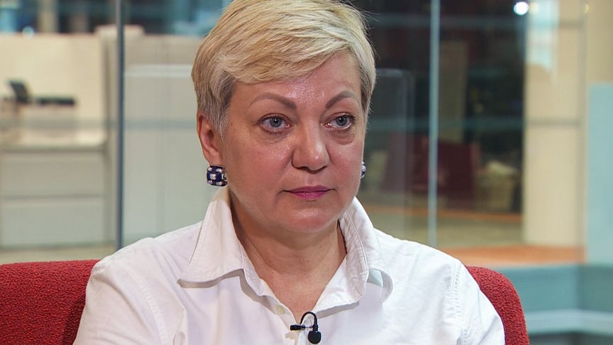 Бывшая глава Национального банка Украины Валерия Гонтарева во время интервью, Лондон, Великобритания, 25 июня 2019 года