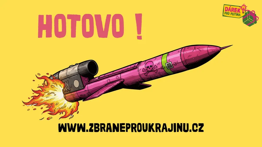 Ілюстрація збору чеських волонтерів на ракету «Фламінго» для України