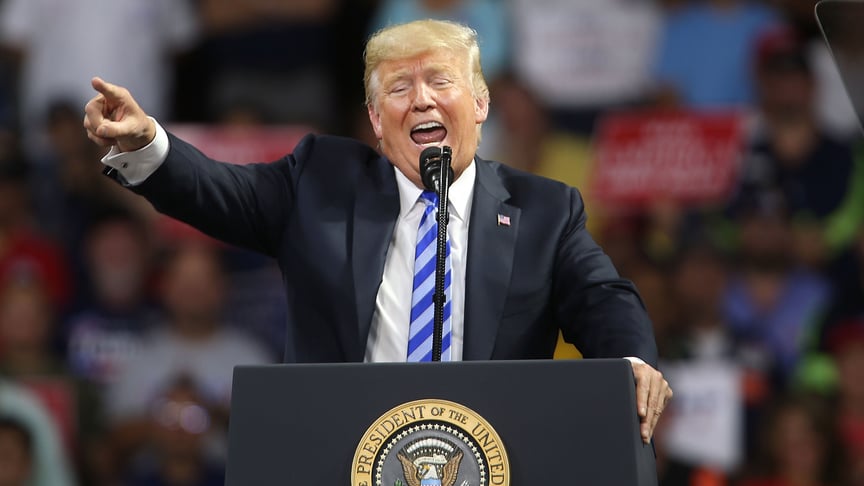 Ілюстративне фото. Президент Дональд Трамп на мітингу в Чарльстонському громадському центрі, 21 серпня 2018 року