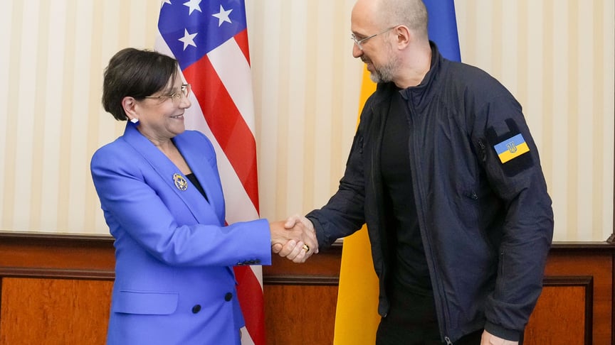 Спецпредставниця США з питань економічного відновлення України Пенні Пріцкер з прем'єр-міністром Денисом Шмигалем, Київ, 29 липня 2024 року