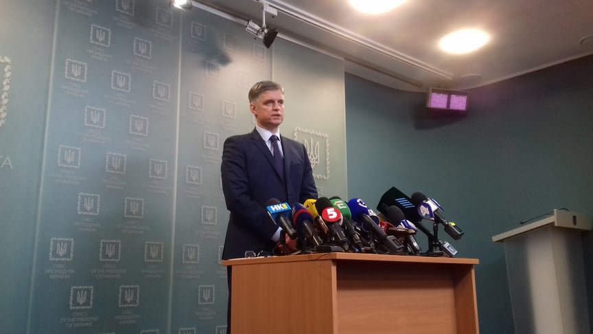 Ukrainian Foreign Minister Vadym Prystaiko addresses journalists on the crash of flight PS752 in Iran
