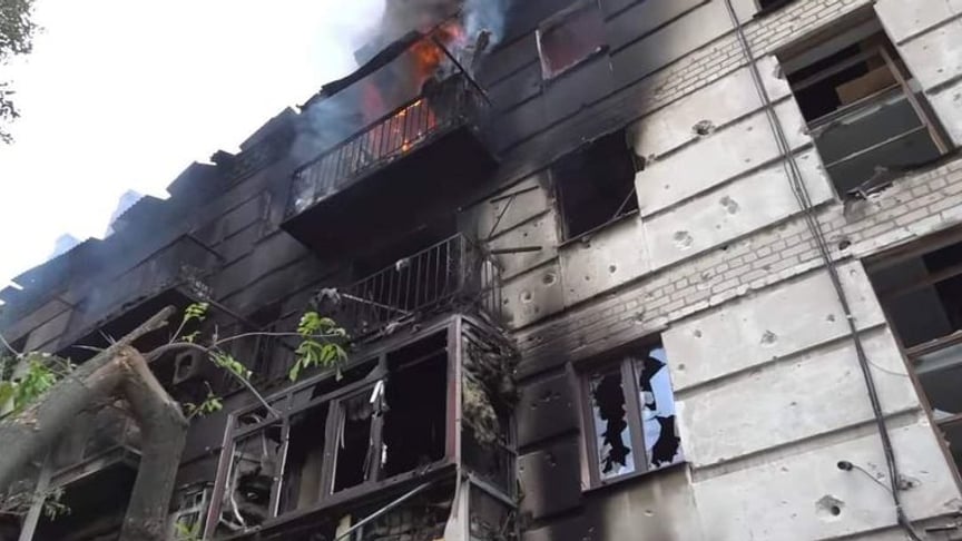 Damaged house in Luhansk region