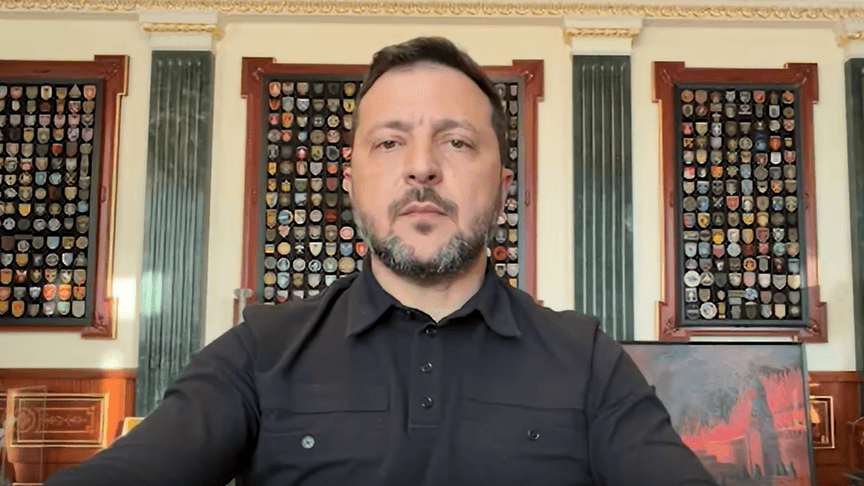 Скриншот зі звернення. Президент Володимир Зеленський Скриншот зі звернення. Президент Володимир Зеленський