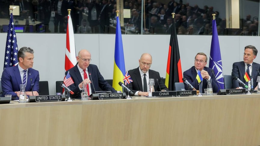 Міністр оборони України Денис Шмигаль під час 31-го засідання Контактної групи з питань оборони України «Рамштайн»