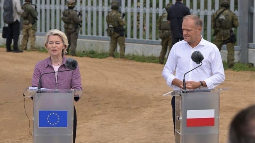 Глава Європейської комісії Урсула фон дер Ляєн та прем'єр-міністр Польщі Дональд Туск відвідали польсько-білоруський кордон