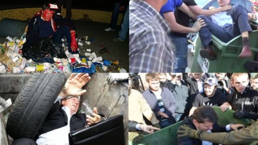 Ukrainians Throw Their Politicians In Trash Bins. For Real.