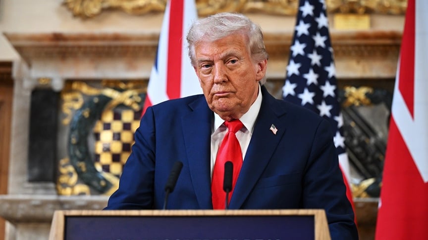 Президент США Дональд Трамп під час пресконференції з прем’єр-міністром Великої Британії Кіром Стармером, 18 вересня 2025 року