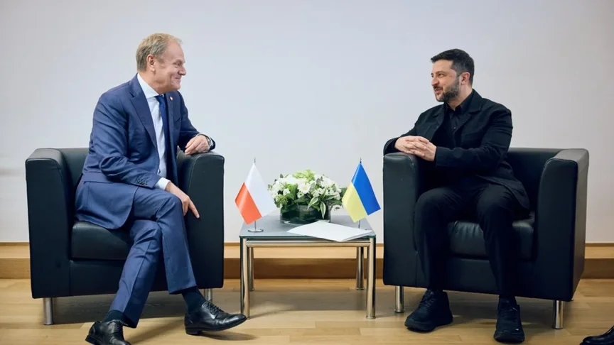 Прем’єр-міністр Польщі Дональд Туск під час зустрічі з президентом України Володимиром Зеленським