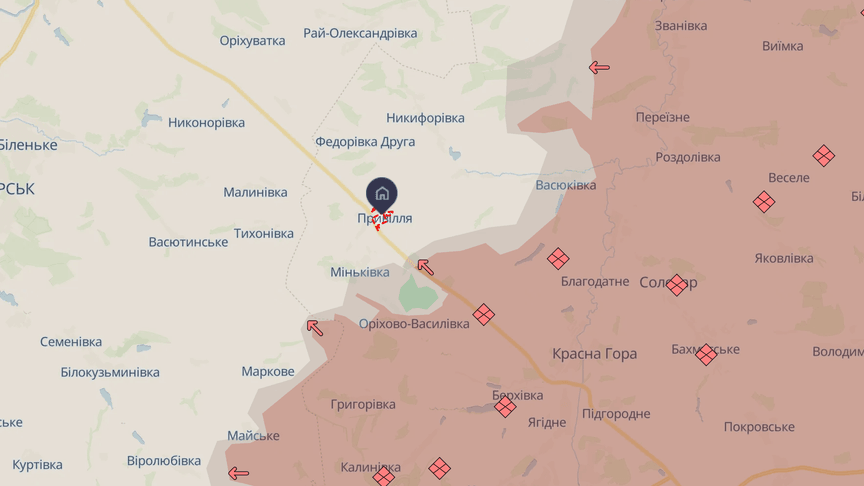 Привілля на мапі DeepState 17 січня 2026 року