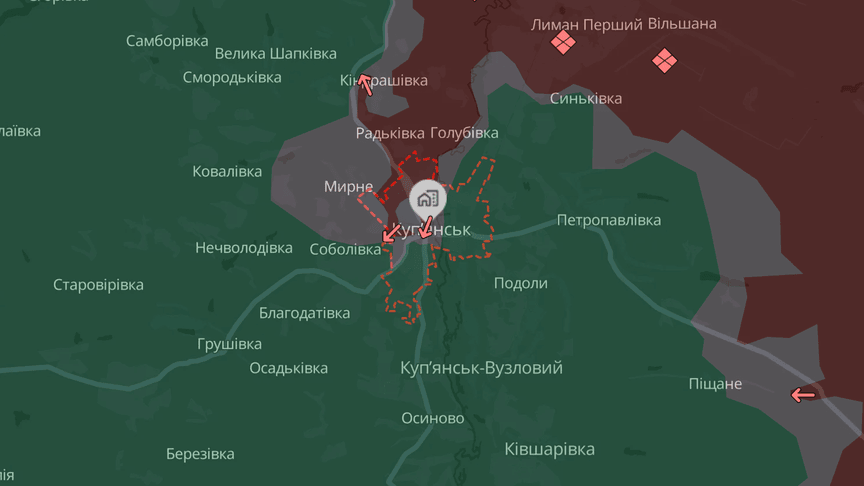 Ситуация в Купянске в Харьковской области по состоянию на 30 ноября, по данным аналитиков DeepState