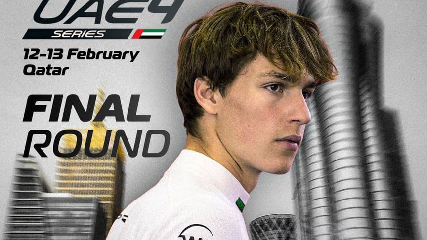 Олександр Бондарев на постері перед фіналом UAE4 Series