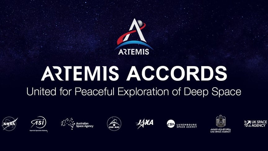 Логотипы пакта «Артемида» и аэрокосмических агентств, которые его подписали