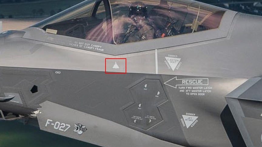 Винищувач F-35 із позначкою збитого «шахеда»