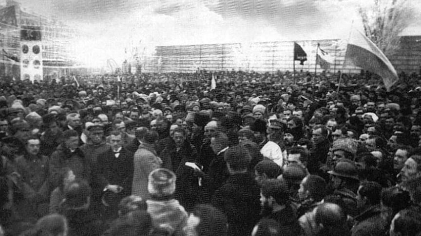 A historic day: the Unification Act is declared on Sofiiska Square in Kyiv, Ukraine on January 22, 1919.