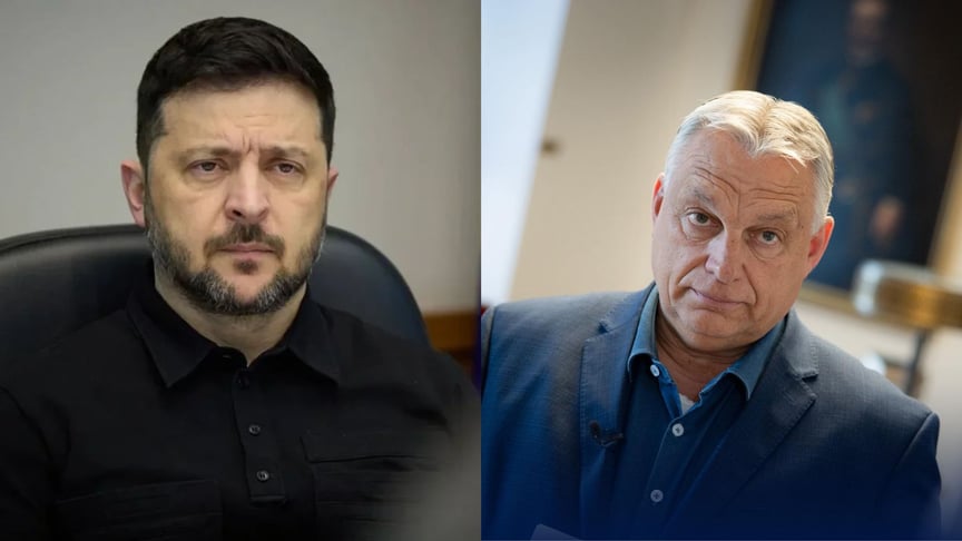 Колаж. Президент України Володимир Зеленський та прем’єр-міністр Угорщини Віктор Орбан