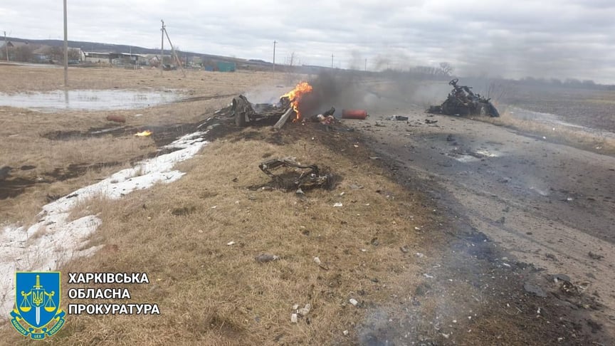 Наслідки влучання російського снаряда по авто з цивільними, 5 березня 2023 року