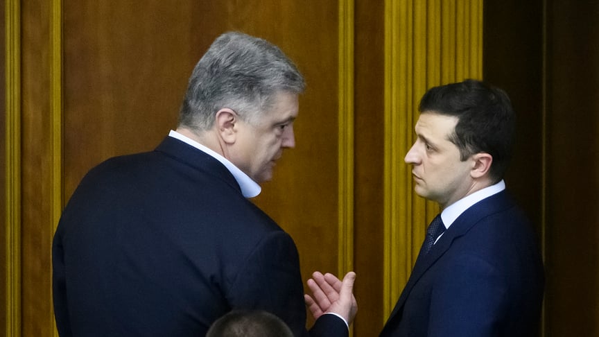 Ілюстративне фото. Петро Порошенко та Володимир Зеленський у Верховній Раді, 2020 рік