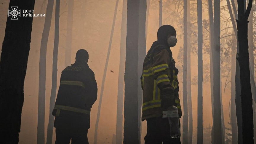 Рятувальники гасять лісову пожежу в Зоні відчуження