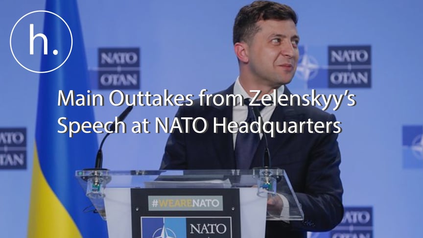 Ukraine’s President Volodymyr Zelenskyy (left) at a meeting with NATO Secretary-General Jens Stoltenberg at NATO headquarters in Brussels, Belgium. June 4, 2019.