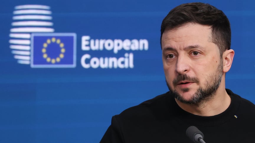 Президент України Володимир Зеленський під час саміту Європейської ради у Брюсселі, 19 грудня 2024 року