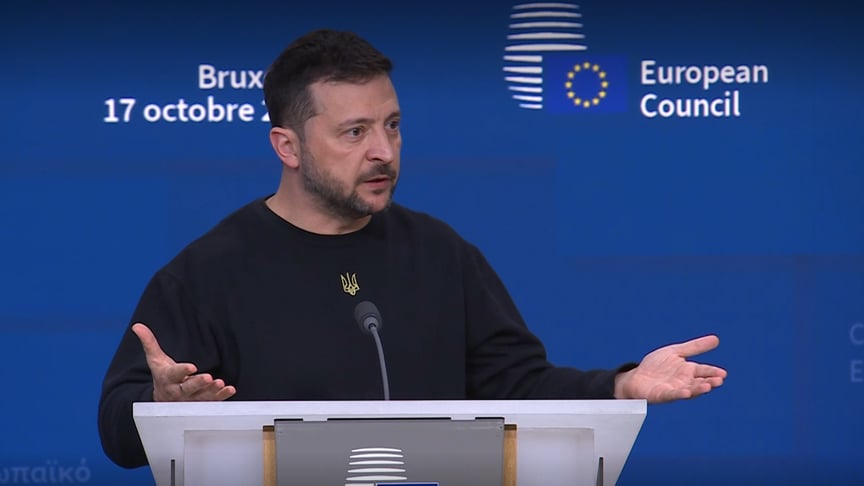 Президент Украины Владимир Зеленский на брифинге, 17 октября 2024 года