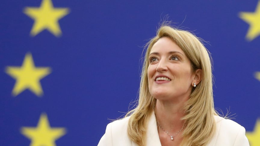 Новый президент Европарламента Роберта Мецола во время речи в Страсбурге, 18 января 2022 года