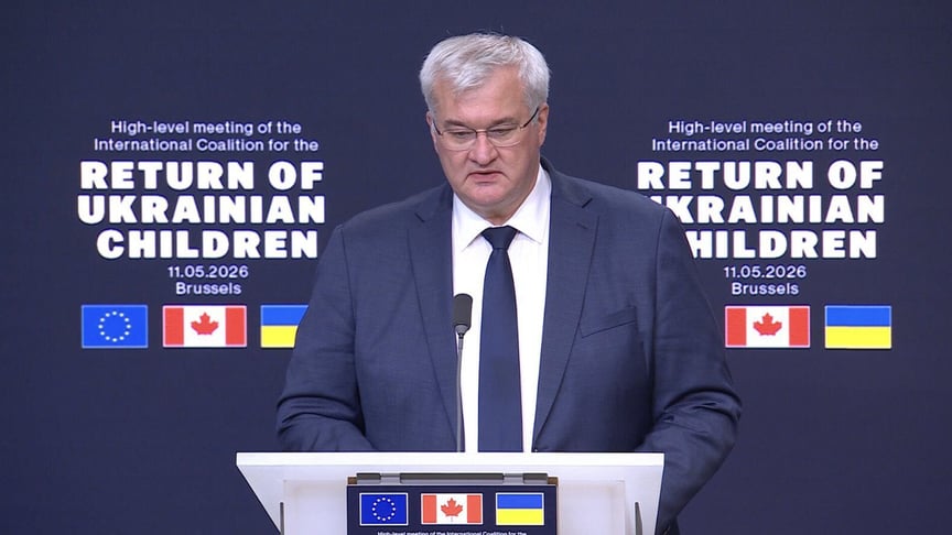 Андрій Сибіга на засіданні Міжнародної коаліції за повернення українських дітей у Брюсселі, 11 травня 2026 року