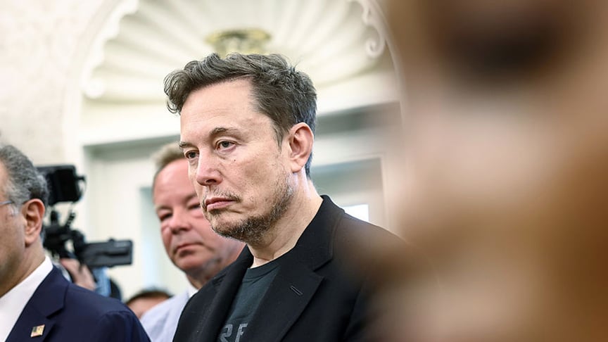 Ілон Маск, головний виконавчий директор Tesla Inc., під час зустрічі президента США Дональда Трампа та президента Південної Африки Сиріла Рамафоси в Овальному кабінеті Білого дому у Вашингтоні, 21 травня 2025 року
