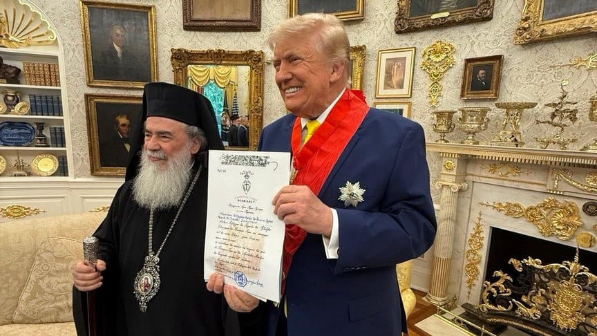 Єрусалимський партіарх Феофіл III і президент США Дональд Трамп