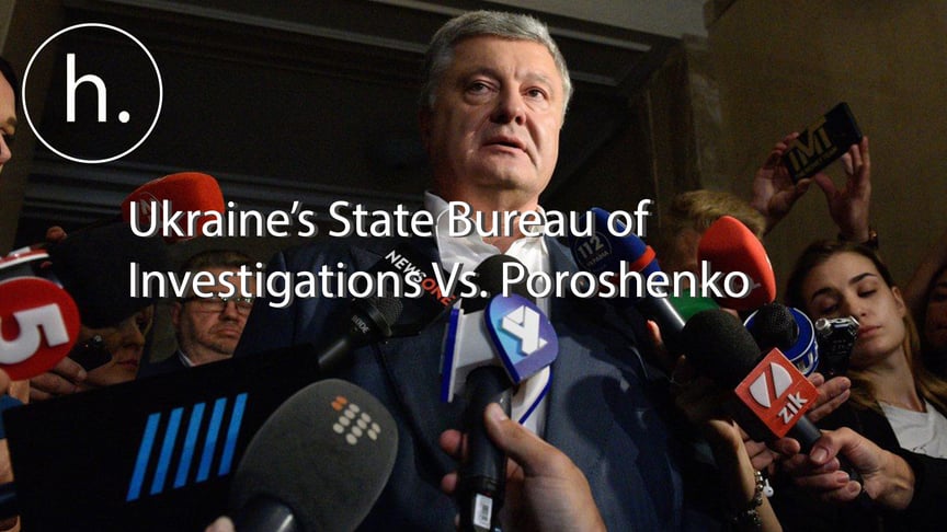 Former President of Ukraine and head of the European Solidarity party Petro Poroshenko speaks to journalists after interrogation at the State Bureau of Investigations in Kyiv, Ukraine on July 25, 2019.