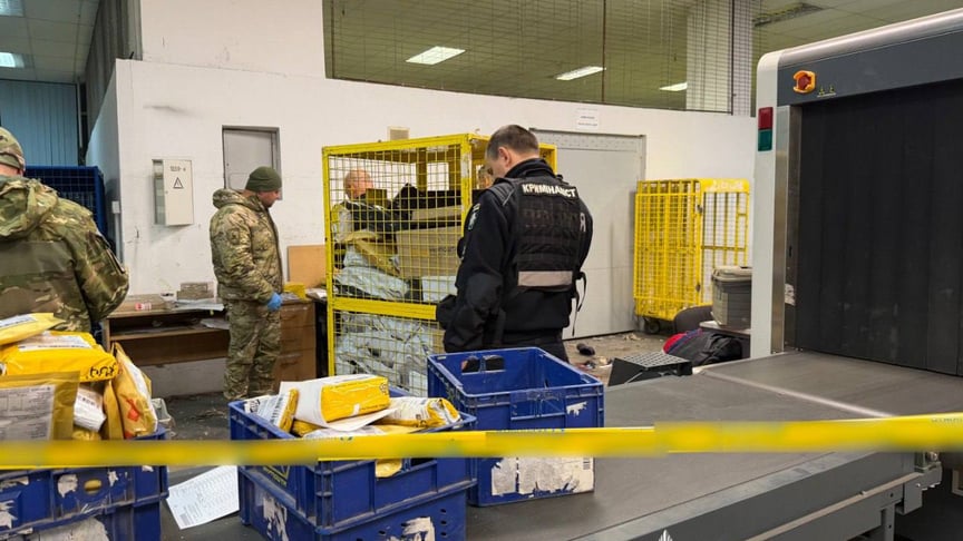 Правоохоронці на місці вибуху  на «Укрпошті» в Києві Правоохоронці на місці вибуху  на «Укрпошті» в Києві