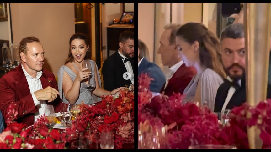 Артем Колюбаєв (у чорному костюмі) та Ельвіра Гаврилова на вечері, присвяченій презентації фільму «Портал сили»