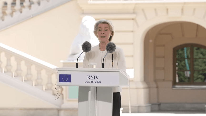 Скриншот з відео. Президентка Європейської комісії Урсула фон дер Ляєн