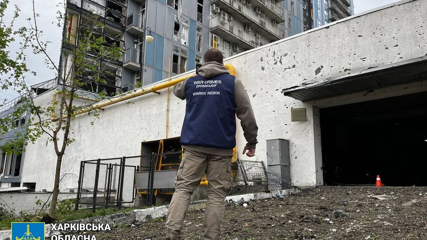 Место российского обстрела Харькова, 24 апреля 2024 года