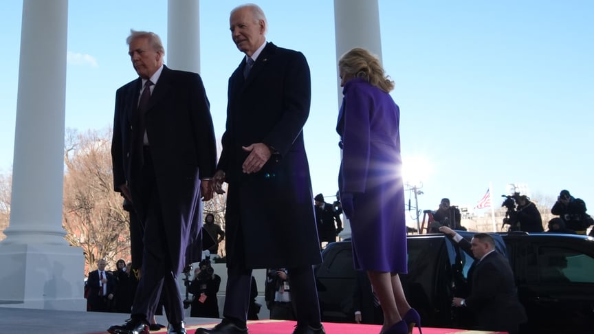 Джо Байден та Дональд Трамп у Білому домі перед церемонією інавгурації, 20 січня 2025 року