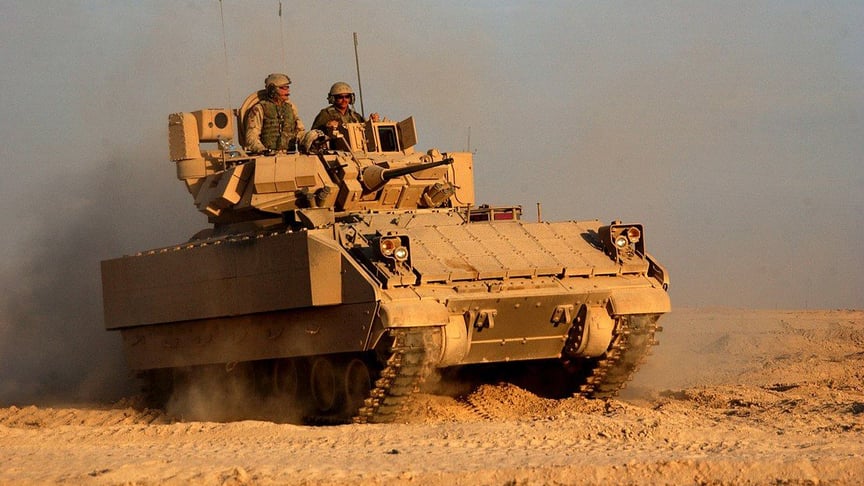 M2 Bradley fighting vehicle during combat operations in Iraq, 2004