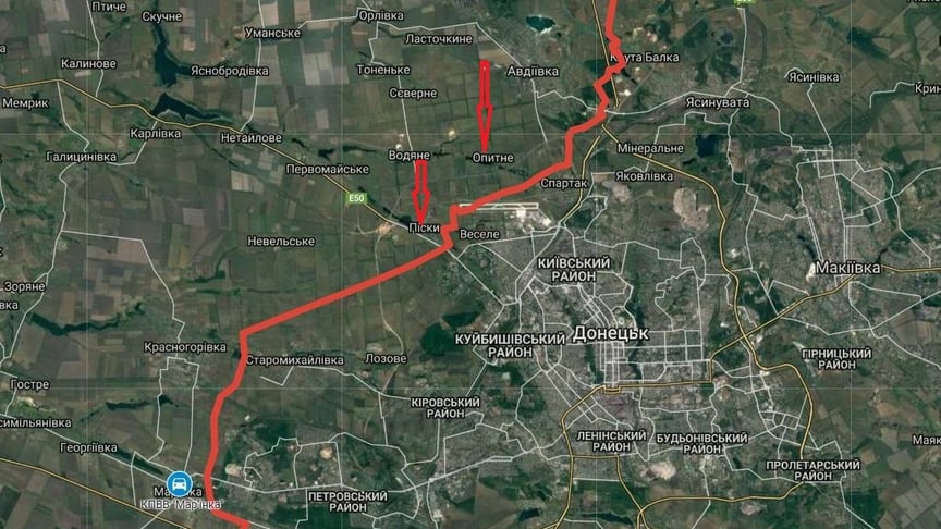 Червоним позначено лінію розмежування