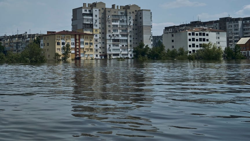 A view of the flooded area in Kherson, June 8, 2023.