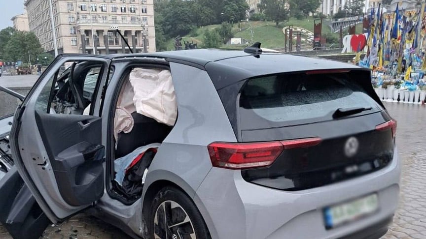 Автівка, що потрапила в аварію на Хрещатику