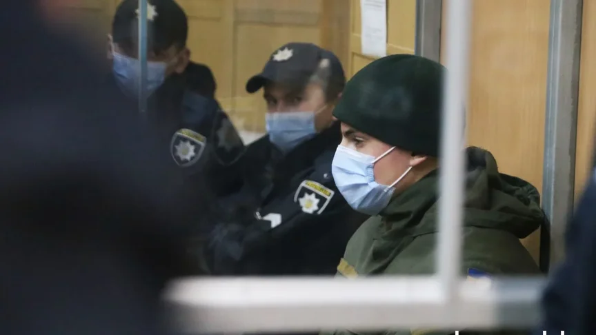 Нацгвардієць Артемій Рябчук у залі суду, 28 січня 2022 року