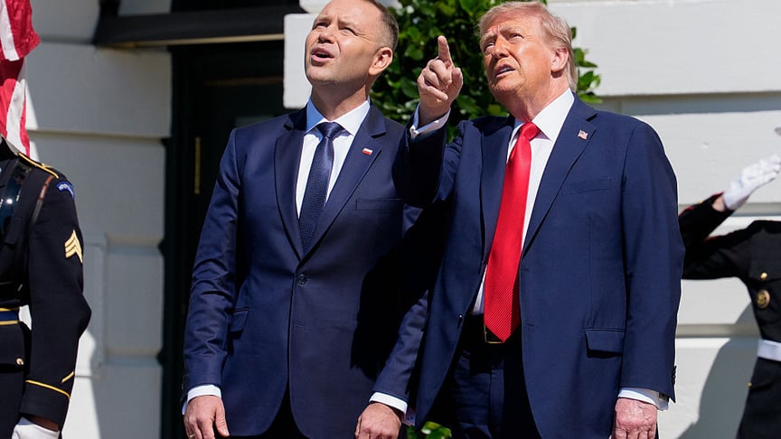 Президенти США та Польщі Дональд Трамп та Кароль Навроцький під час зустрічі у Білому домі, 3 вересня 2025 року
