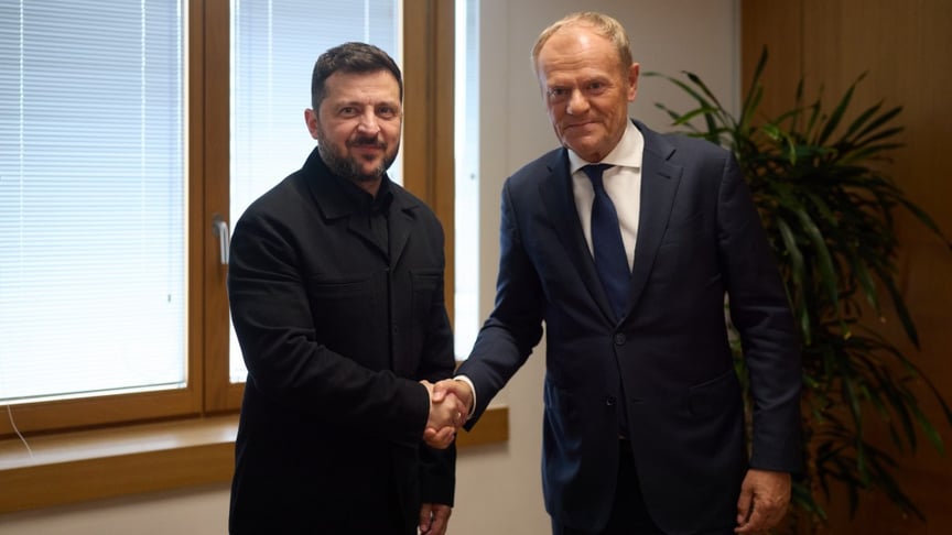 Президент України Володимир Зеленський під час зустрічі з прем'єр-міністром Польщі Дональдом Туском, 18 червня 2026 року