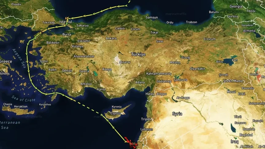 Шлях російського судна ABINSK із зерном з ТОТ України в Ізраїль