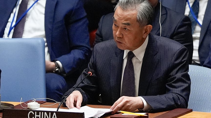 Міністр закордонних справ Китаю Ван Ї виступає під час засідання Ради Безпеки ООН, 24 вересня 2024 року