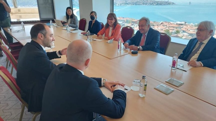 The Ukrainian delegation at the negotiations with UN Secretary-General António Guterres