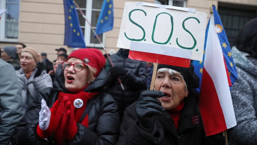 Judges and lawyers from across Europe take part in a demonstration dubbed the 'March of a Thousand Togas' held to protest against amendments to the country's judicial laws, in Warsaw, Poland on January 11.