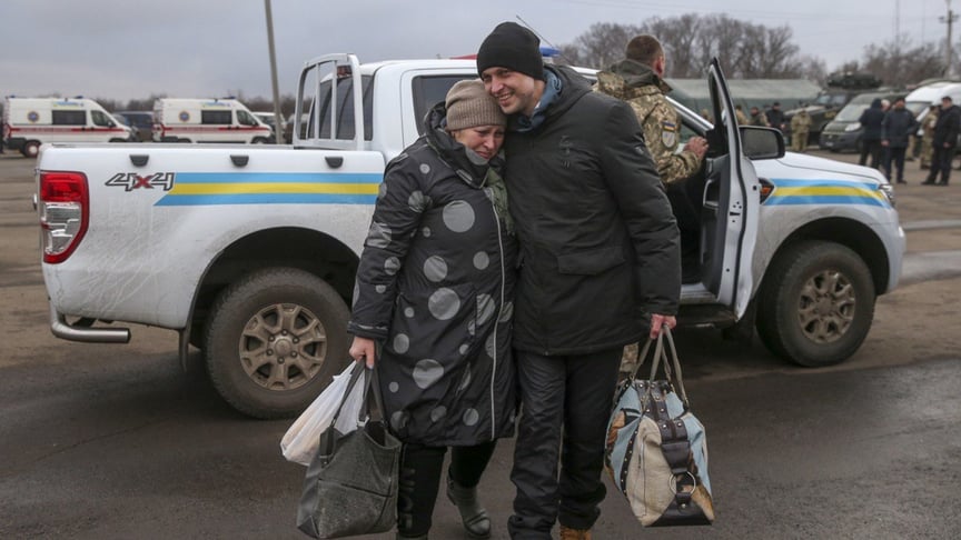 Previous prisoner exchange at the Mayorske checkpoint, Donetsk region, December 29, 2019.