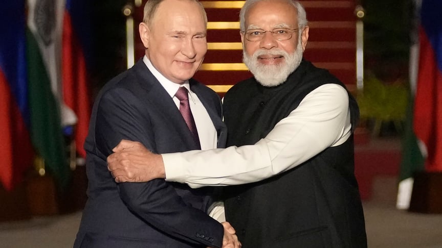 Президент россии владимир путин и премьер-министр Индии Нарендра Моди, Нью-Дели, 6 декабря 2021 года